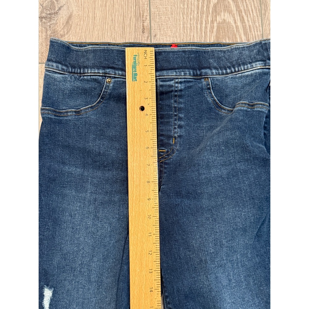 Spanx Jean-ish Ankle Leggings Medium Indigo Distressed Raw Hem Skinny Jeans M - Picture 4 of 9